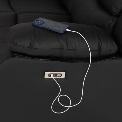 Roma 3+2 Electric Recliner Sofa Suite - Black PU