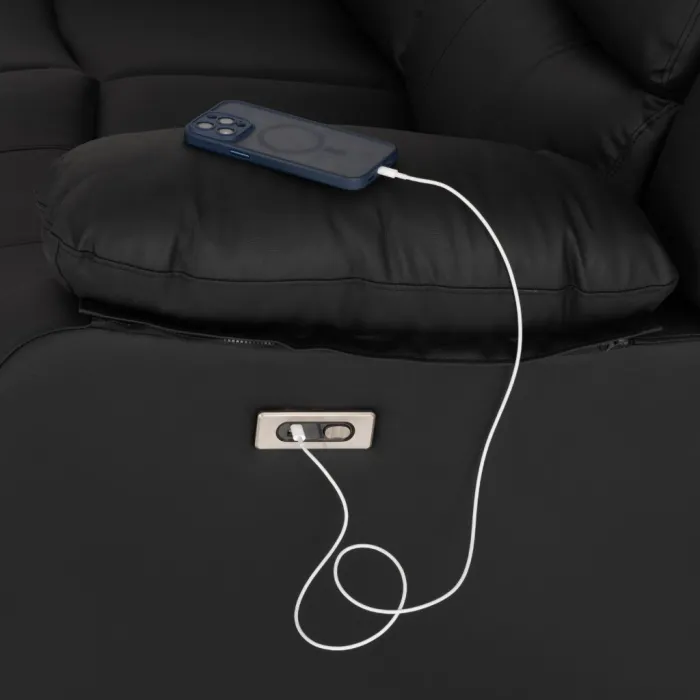 Roma 3+2 Electric Recliner Sofa Suite - Black PU