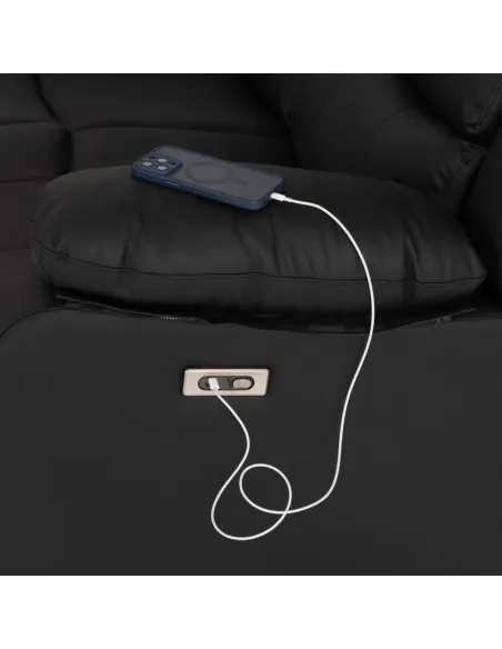 Roma 3+2 Electric Recliner Sofa Suite - Black PU
