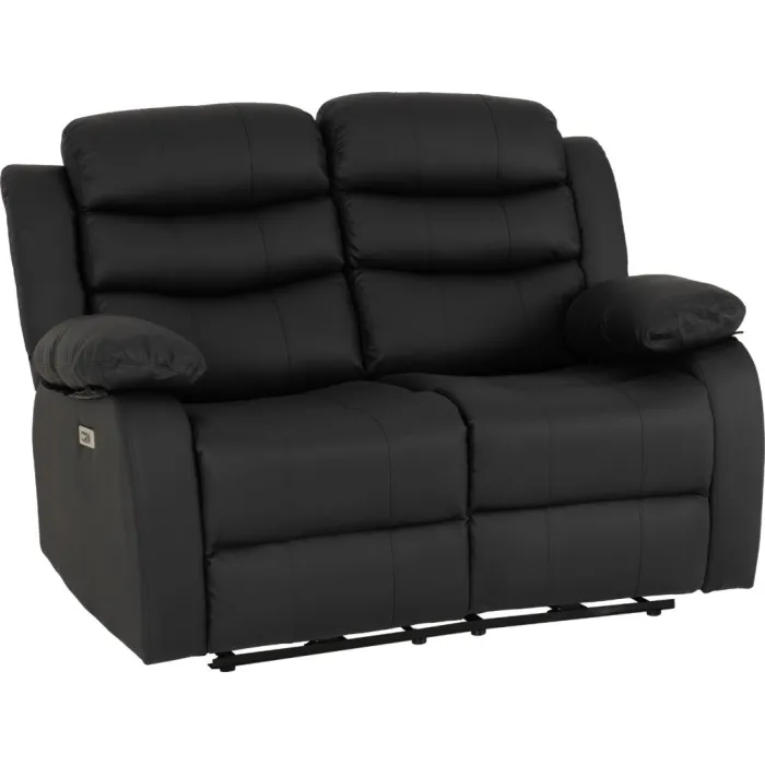 Roma 3+2 Electric Recliner Sofa Suite - Black PU