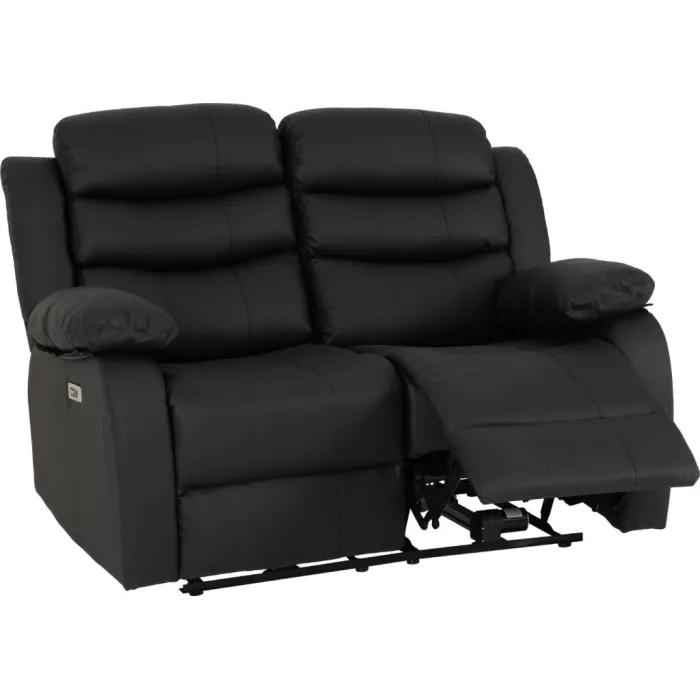 Roma 3+2 Electric Recliner Sofa Suite - Black PU