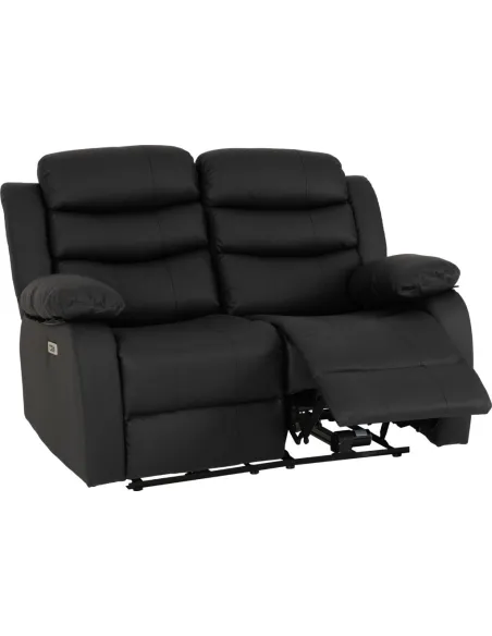 Roma 3+2 Electric Recliner Sofa Suite - Black PU