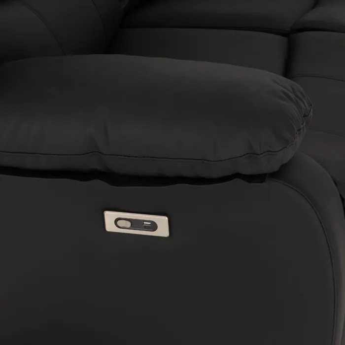 Roma 3+2 Electric Recliner Sofa Suite - Black PU
