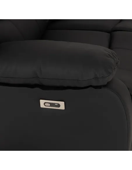Roma 3+2 Electric Recliner Sofa Suite - Black PU