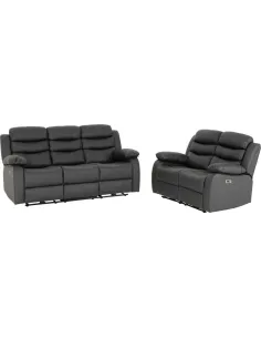 Roma 3+2 Electric Recliner Sofa Suite - Grey Pu 2