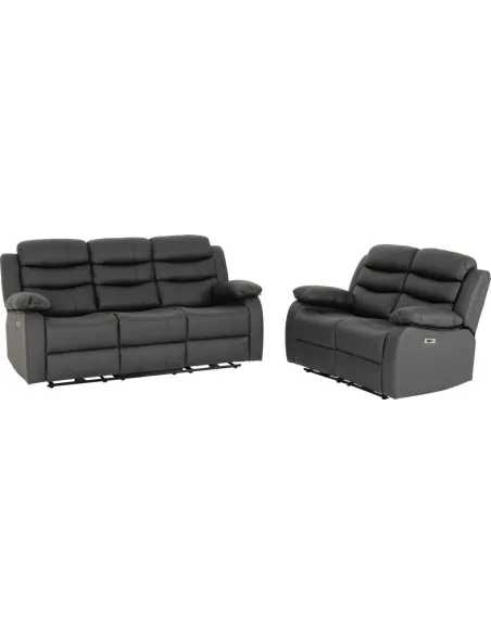 Roma 3+2 Electric Recliner Sofa Suite - Grey Pu