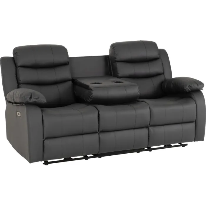 Roma 3+2 Electric Recliner Sofa Suite - Grey Pu