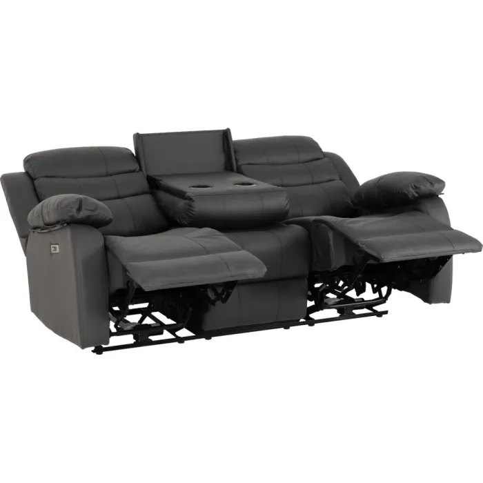 Roma 3+2 Electric Recliner Sofa Suite - Grey Pu