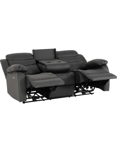 Roma 3+2 Electric Recliner Sofa Suite - Grey Pu