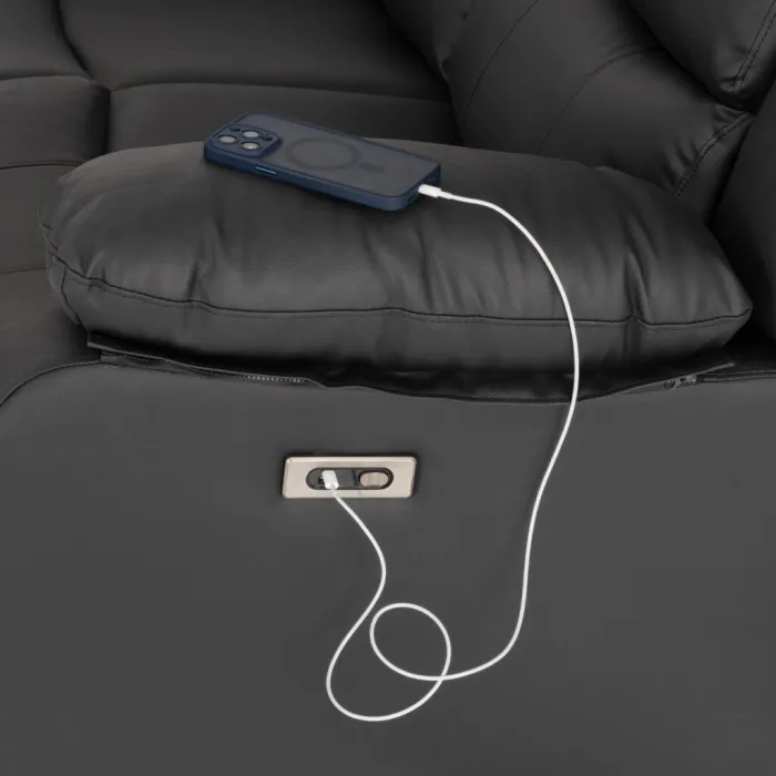 Roma 3+2 Electric Recliner Sofa Suite - Grey Pu