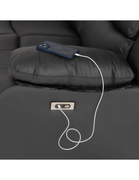 Roma 3+2 Electric Recliner Sofa Suite - Grey Pu