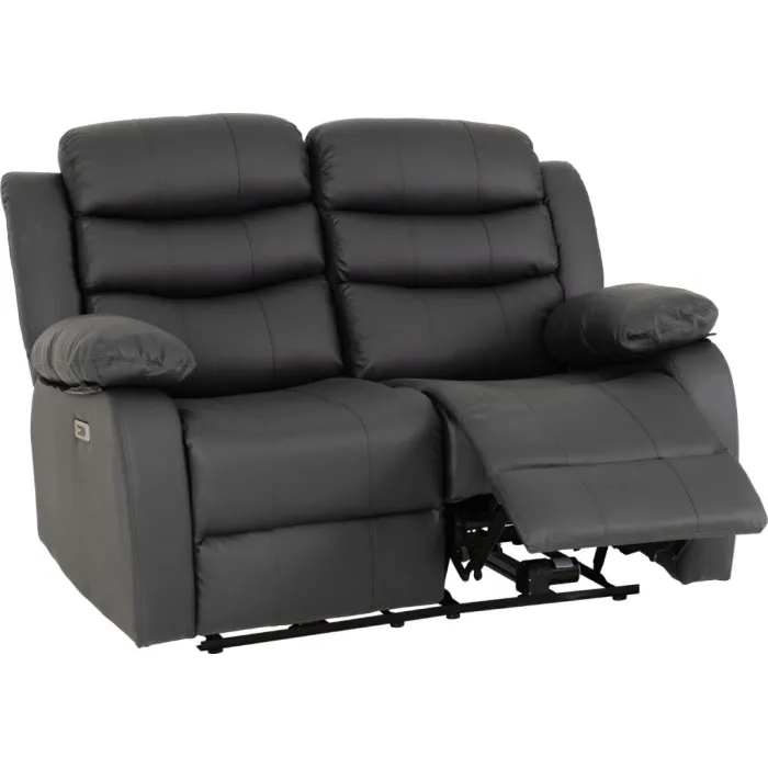 Roma 3+2 Electric Recliner Sofa Suite - Grey Pu