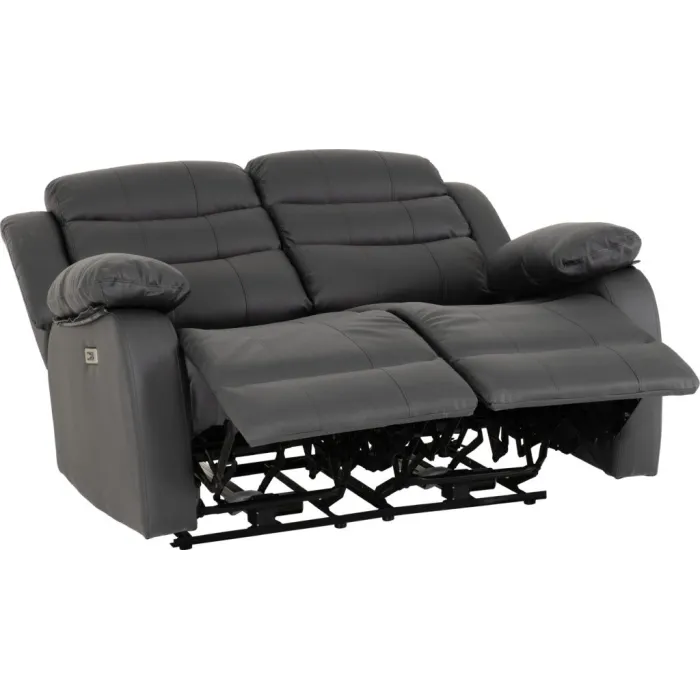 Roma 3+2 Electric Recliner Sofa Suite - Grey Pu