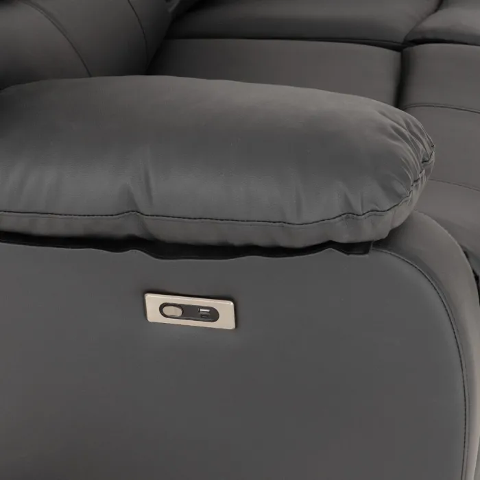 Roma 3+2 Electric Recliner Sofa Suite - Grey Pu
