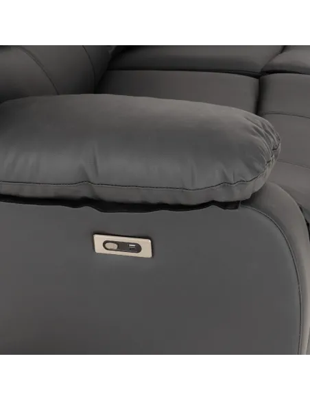 Roma 3+2 Electric Recliner Sofa Suite - Grey Pu
