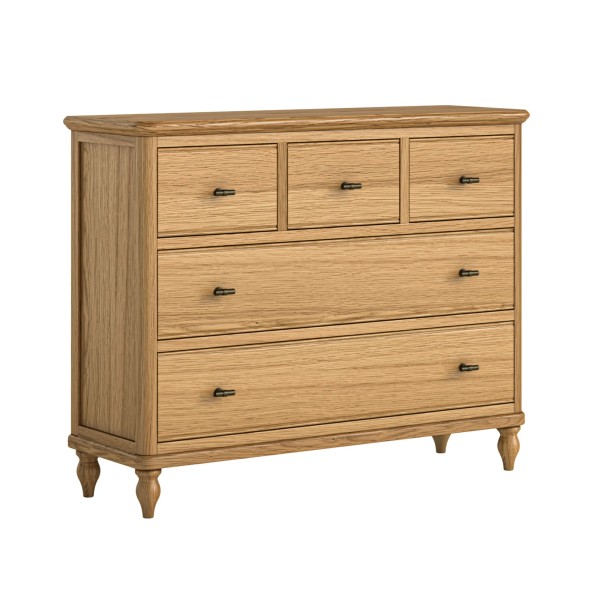 Verona 3 Over 2 Drawer Chest - Oak