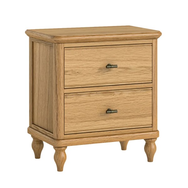 Verona 2 Drawer Wide Bedside Locker - Oak
