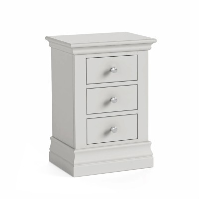 Burgundy 3 Drawer Bedside Locker - Light Grey