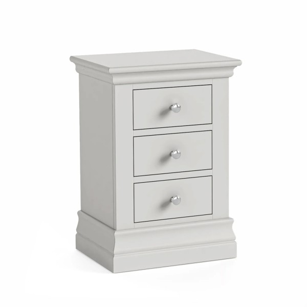 Burgundy 3 Drawer Bedside Locker - Light Grey