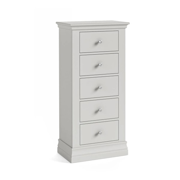 Burgundy Tallboy Chest - Light Grey