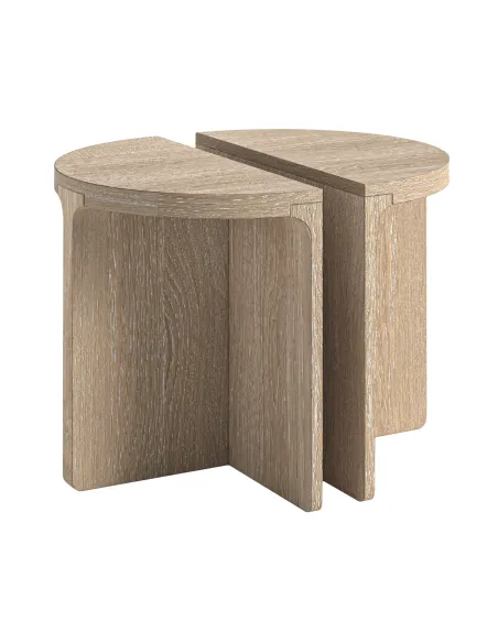 Portobello Half Moon Nest of Tables - Light Oak