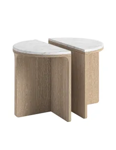 Portobello Half Moon Nest of Tables - Travertine Top