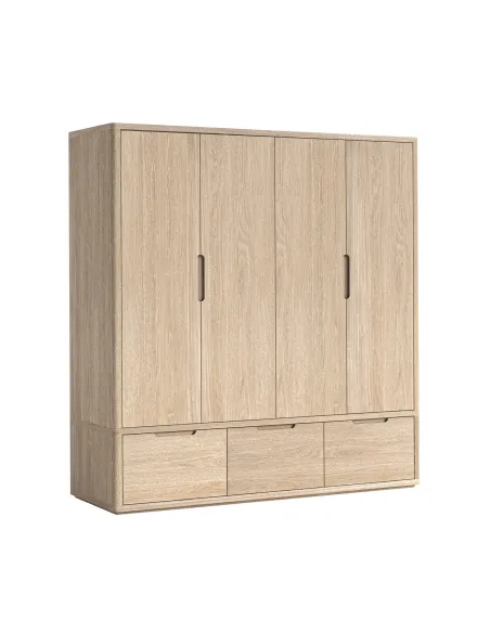 Portobello 4 Door Wardrobe - Light Oak