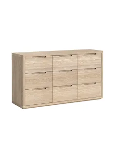 Portobello 9 Drawer Chest - Light Oak