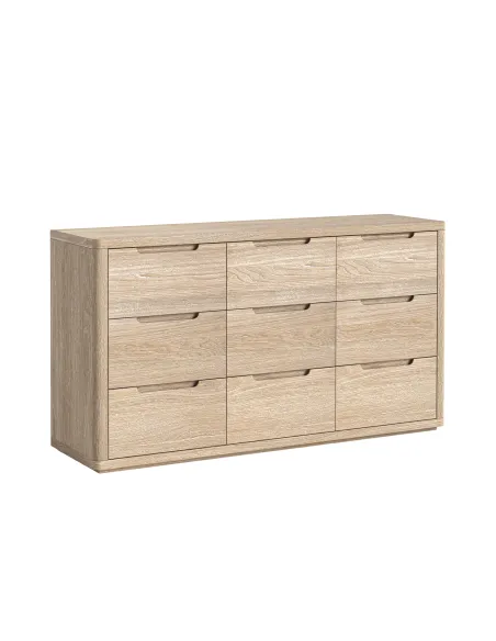 Portobello 9 Drawer Chest - Light Oak