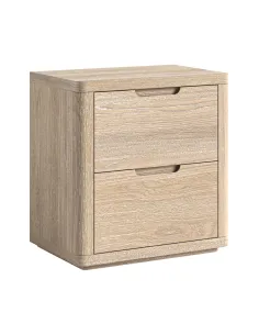 Portobello 2 Drawer Wide Bedside Locker - Light Oak