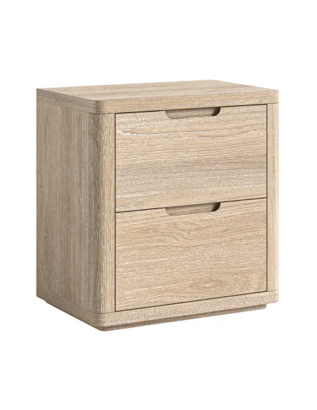 Portobello 2 Drawer Wide Bedside Locker - Light Oak