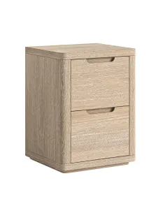 Portobello 2 Drawer Narrow Bedside Locker - Light Oak