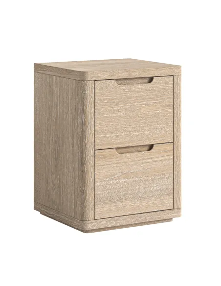 Portobello 2 Drawer Narrow Bedside Locker - Light Oak