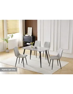 Argenta 120cm Dining Set with 4 Light Grey Chairs