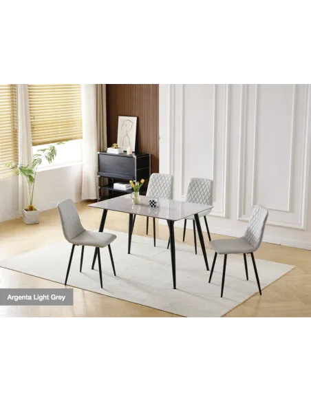 Argenta 120cm Dining Set with 4 Light Grey Chairs