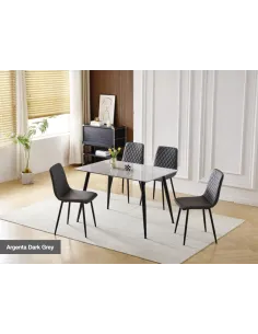 Argenta 120cm Dining Set with 4 Dark Grey Chairs