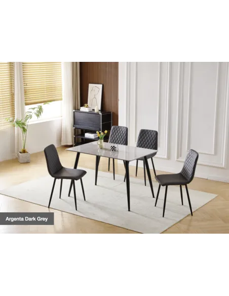 Argenta 120cm Dining Set with 4 Dark Grey Chairs