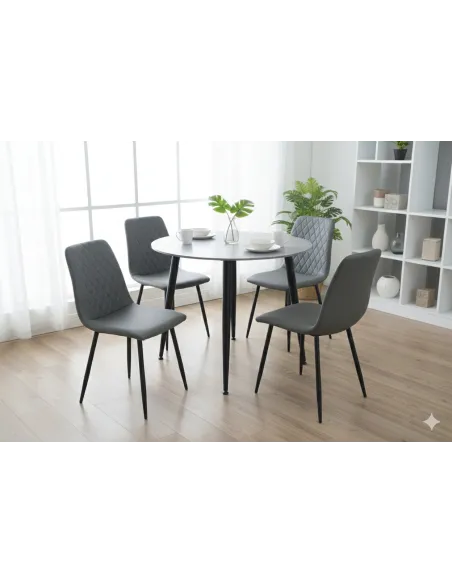 Argenta 90cm Dining Set with 4 Dark Grey Chairs