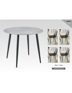 Argenta 90cm Dining Set with 4 Dark Grey Chairs 2