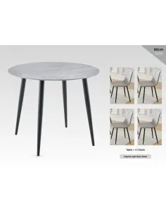 Argenta 90cm Dining Set with 4 Light Grey Chairs 2
