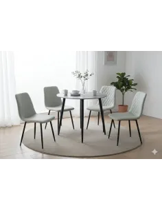 Argenta 90cm Dining Set with 4 Light Grey Chairs