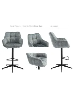 Jade Bar Stool - Stone Blue 2