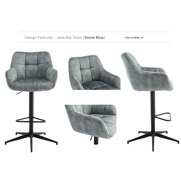 Jade Bar Stool - Stone Blue