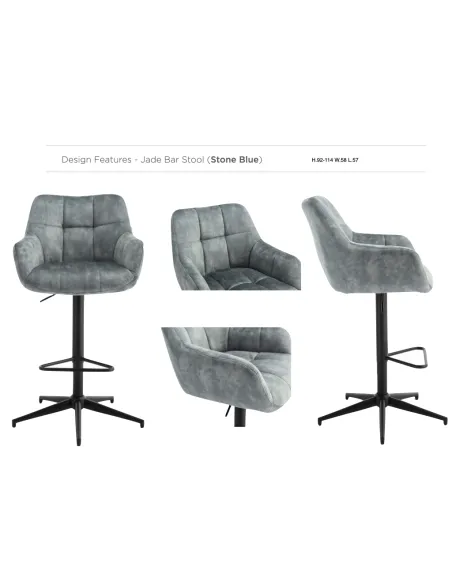Jade Bar Stool - Stone Blue