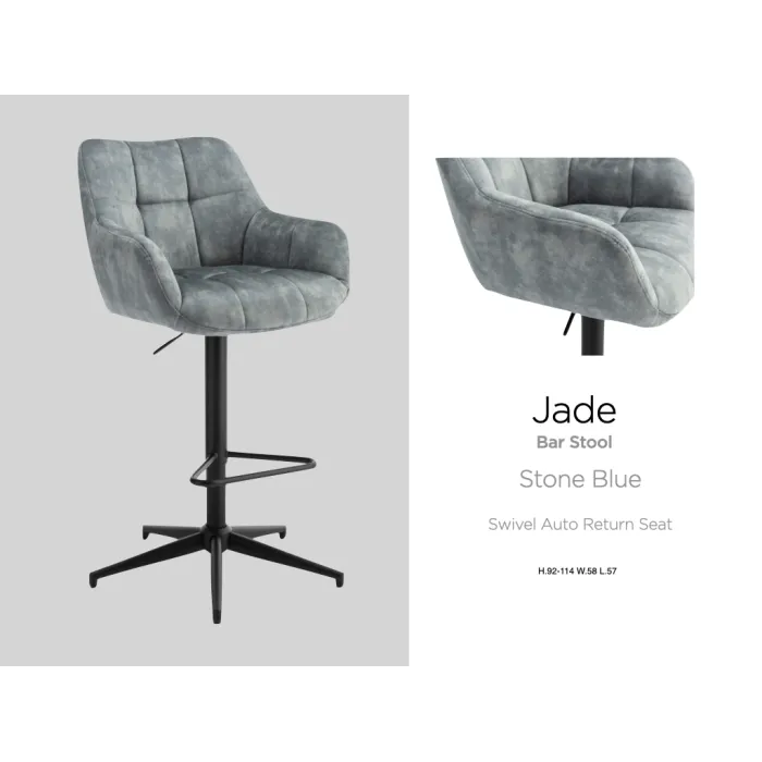 Jade Bar Stool - Stone Blue