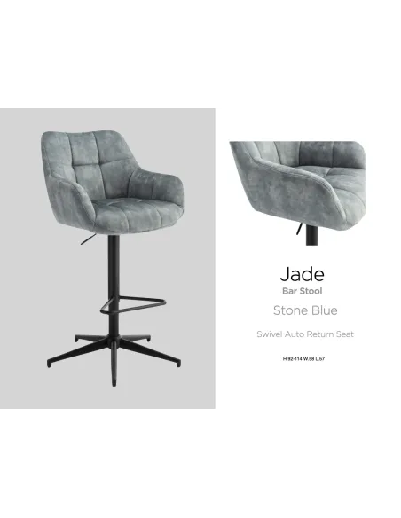 Jade Bar Stool - Stone Blue