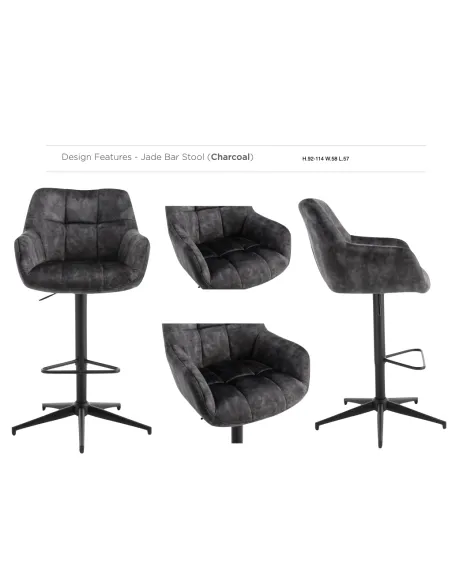 Jade Bar Stool - Charcoal