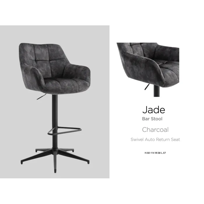 Jade Bar Stool - Charcoal