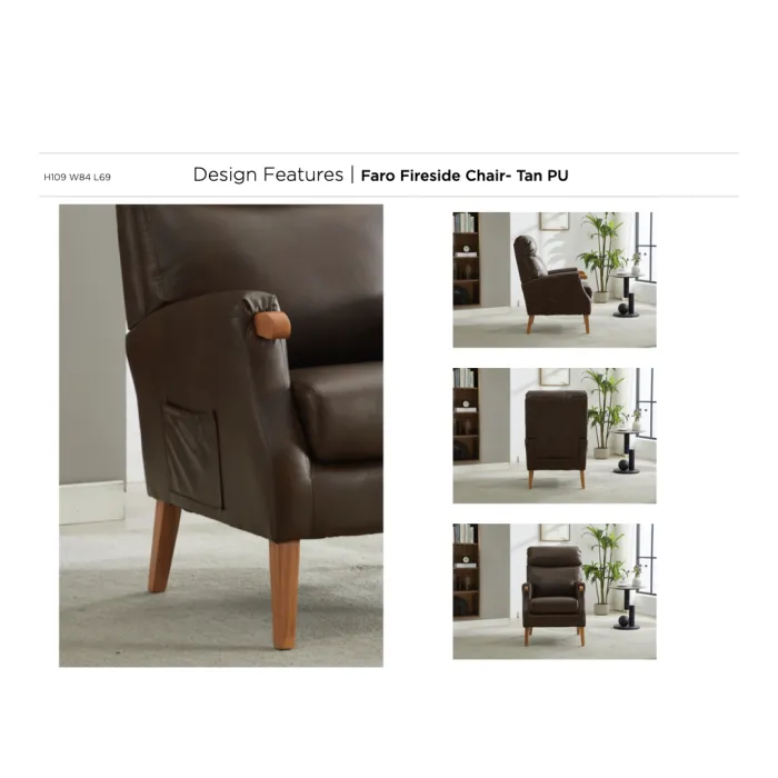 Faro Fireside Armchair - Tan PU
