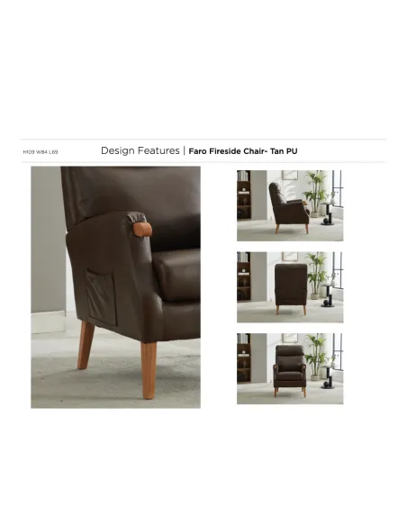 Faro Fireside Armchair - Tan PU